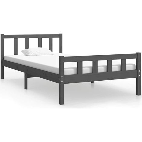 Maison Exclusive - Massivholzbett Grau 100x200 cm (1/5)