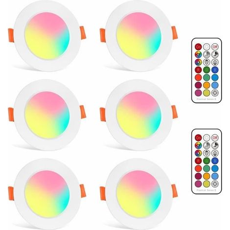 LED-Einbaustrahler 6W (entspricht 60W) Ausschnitt 68-85mm, RGB+ Farbe Warmweiß 2700K Rund Dimmbar Einbau (6er-Pack) (1/4)