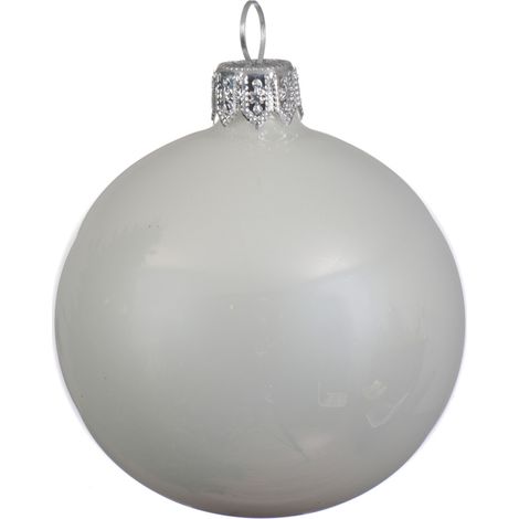 Box Da 6 Palline Di Natale Bianco Lucido 8 Cm