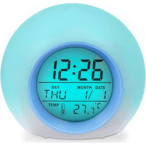 Kinderwecker, 7 Farben, Digitaluhr, kreatives rundes Design