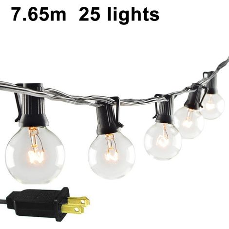 Guirlande lumineuse avec ampoules G40, idéale pour l'éclairage de terrasse, jardin, fête ou terrasse. Lumière chaude naturelle. Ampoules pour parasol suspendu, à suspendre à un parasol, pour une utili (1/5)