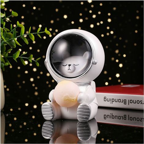 Veilleuse - Tirelire - Astronaute Ours - Résine - Pour Chambre Enfant - 9,5 x 10,5 x 13 cm - 1 Pièce (1/5)