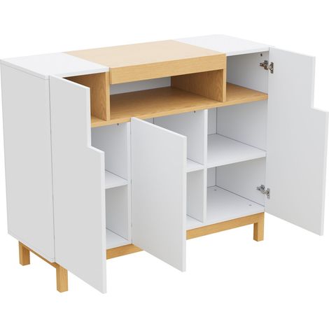 Buffet, trois portes, adapté au salon et à la salle à manger, meuble de rangement multifonction. (1/5)