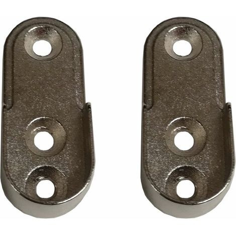 2x Support de tringle à visser ovale diamètre intérieur 15mm en zinc chromé Meuble Penderie Armoire Placard Garde robe Porte manteau