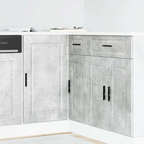 Kitchen Base Cabinet Porto Concrete Grey Engineered Wood vidaXL