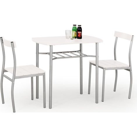 Set composto da tavolo e 2 sedie Lance, colore bianco. (1/2)
