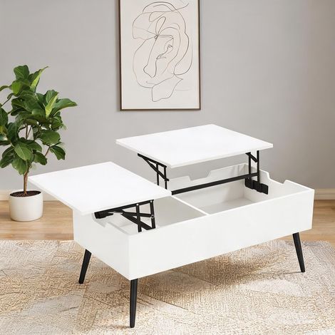 Table basse coloris blanc en bois 100 x 50 x 58 cm (1/5)