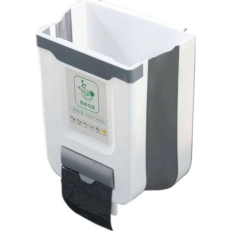 HOXILEELEO - Poubelle de cuisine suspendue, pliable, en plastique, pour placard, voiture, chambre, salle de bain, cuisine, bureau, 24 x 25 x 6 cm (1/5)