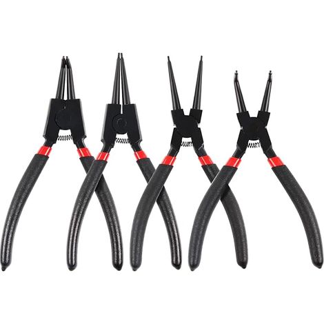 4 pièces Pinces à circlips,175mm Pinces à circlips interne et extérieurs avec poignées antidérapantes-pinces droites et pinces courbées (1/5)
