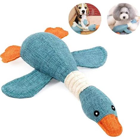 Jouet à mâcher résistant et durable pour petits chiots et grands chiens, en forme de canard, idéal pour les chiens qui mâchent avec force. Apaise et nettoie les dents. Couleur bleue. (1/5)