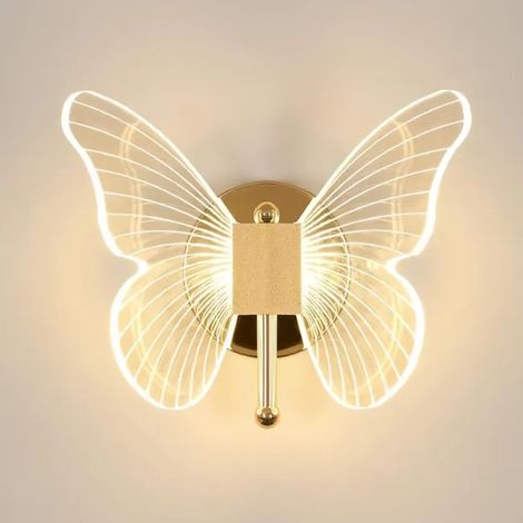 Applique Murale Led 10w,Lampe Murale Papillon Créatif, 3-Couleurs Réglable 3000k-6500k Lampe De Chevet (1/4)