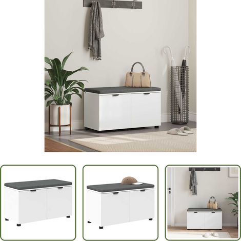 vidaXL Stauraum - Flurbank mit Kissen mit Regal mit Speicher Weiß 80 x 38 x 46 cm (1/5)