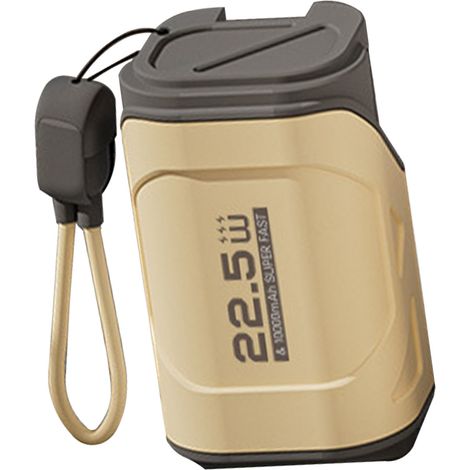 Tragbare Powerbank mit 10000 mAh, integriertem Netzstecker und Kabel – 22,5 W Schnellladefunktion – Kompakt für unterwegs – Farbenfrohes Gelb (1/5)