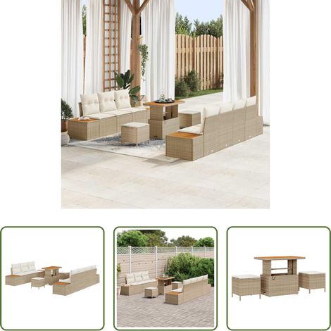 vidaXL Poly-Rattan - Gartensofa-set 10 pcs Beige Poly-Rattan (1/5)