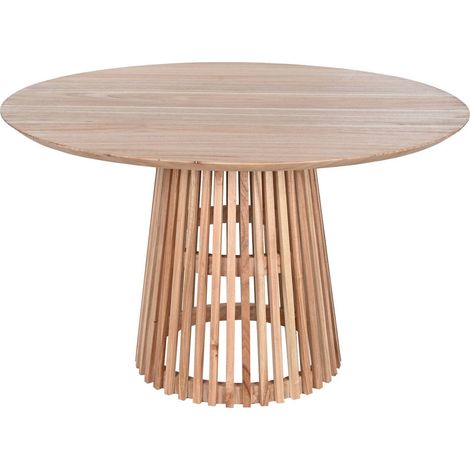 Table de salon ronde en bois Mindi élégance naturelle - Bois naturel Mindi teinte claire (1/5)