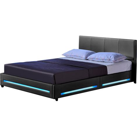 Home Deluxe - Cama LED ASTEROID con colchón  color: gris oscuro, tamaño: 90 x 200 cm