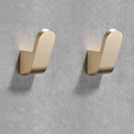 Single Towel Hook Clothes Hook Kitchen Robe Hook Clothes Hook Hat Hook, Wall Mounted with Screws, Golden, 2pc (1/4)