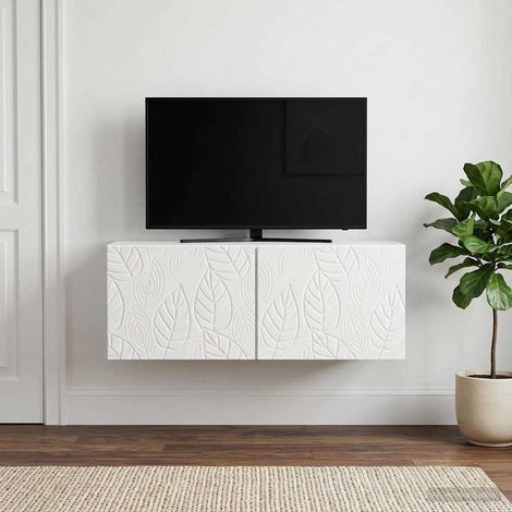 Wandmontierter TV-Schrank 78,5 x 41 x 30 cm Hochglanz Weiß (1/5)