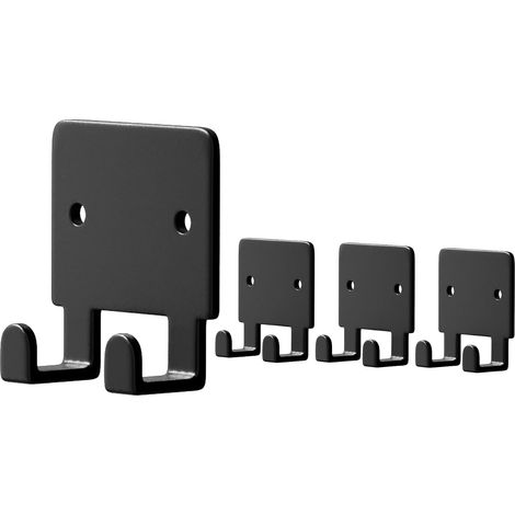 4 paquetes de llaveros de pared, soportes de pared para maquinillas de afeitar, percheros, ganchos autoadhesivos, ganchos para ducha y ganchos para toallas (negros). (1/4)