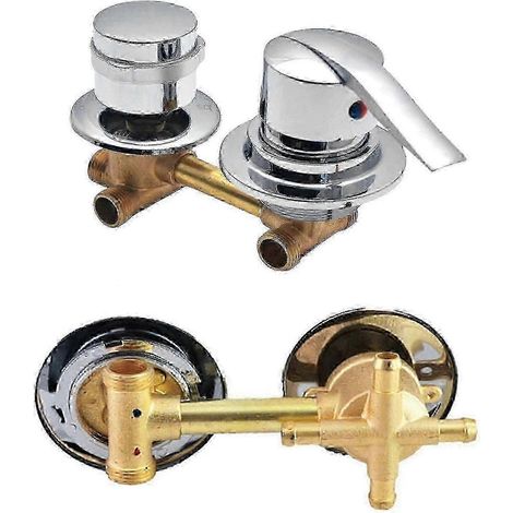 Robinet de douche en laiton à cinq voies avec inverseur fileté pour baignoire et cabine de douche, comprenant un robinet d'eau chaude et froide - 4 voies, 9 cm (1/5)