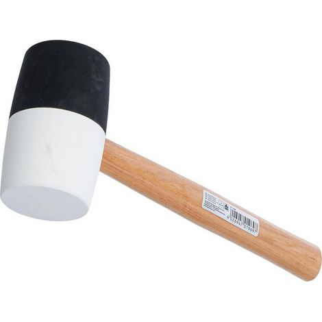 Maillet Caoutchouc 840 g D.63 mm - Manche Hickory, Tête Noire et Blanche - Résistance et Confort d Usage - D-Work (1/5)