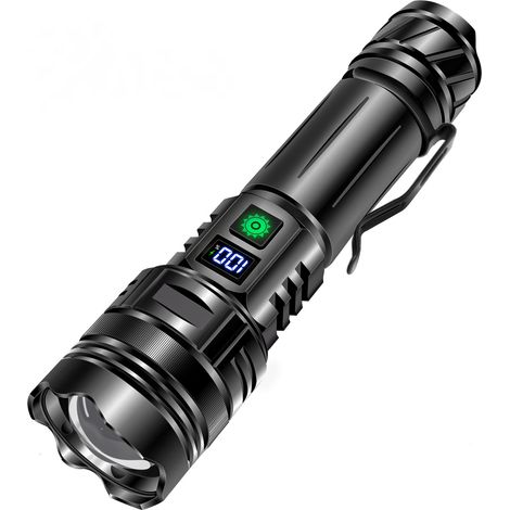 royaluxe - Lampe torche LED rechargeable, puissante lampe torche XHP702 de 20 000 lumens avec zoom et COB, lampe torche tactique militaire étanche IPX67, 5 mode (1/5)
