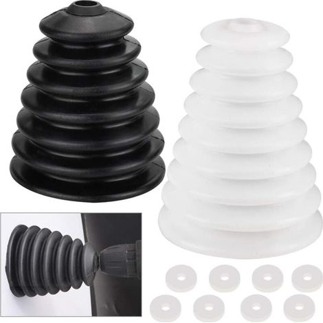 2 Pièces Récupérateur de Poussière en Caoutchouc avec 8 Anneaux pour Perceuse et Outils Électriques Noir et Blanc (1/4)