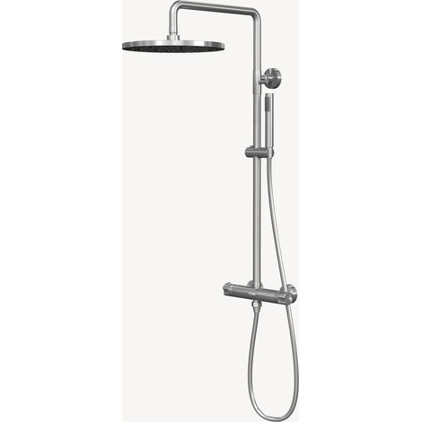 Columna de ducha termostática redonda Níquel cepillado - Corbeau