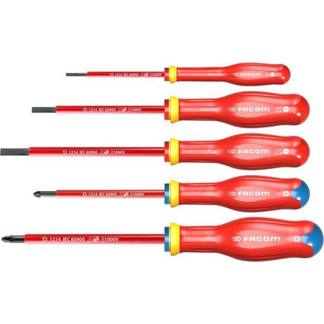 Set mit 5 isolierten Schraubendrehern 1000V FACOM AT5VE.PB (1/3)