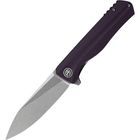 Klappmesser mit D2 Klinge, Kugellager und G10 Griff, violett, Stonewashed
