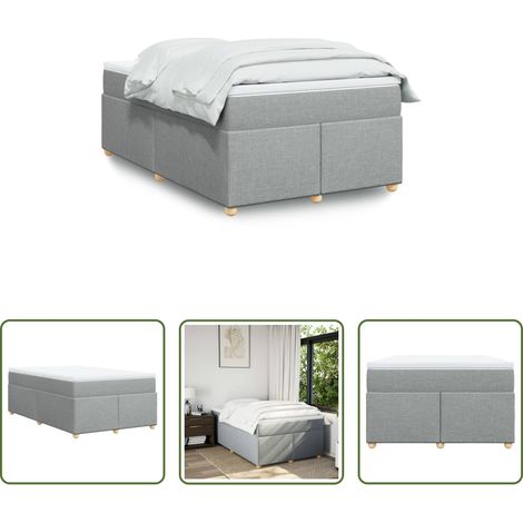 vidaXL Surmatelas - Sommier à lattes de lit et matelas gris clair 120x190 cm tissu (1/5)