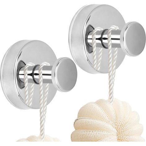 Lot de 2 crochets à ventouse en inox, sans perçage, autocollants, pour salle de bain, cuisine, bureau