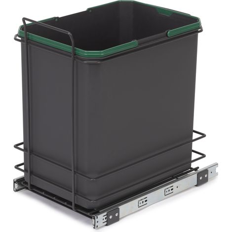 Emuca Recycle Recyclingbehälter für die Bodenmontage und manuellen Auszug in Küchenzeilen, 1x35 Liter, Kunststoff anthrazitgrau (1/5)