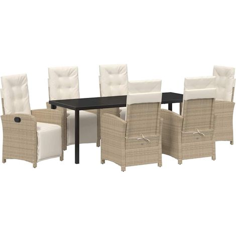 Maison Exclusive - Set da Pranzo per Giardino con cuscino 7 pcs Beige polyrattan