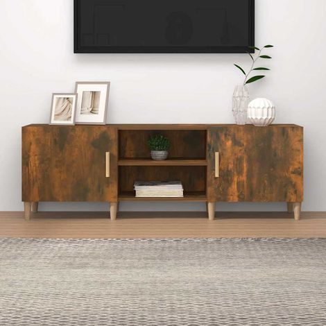 817501 vidaXL TV Cabinet Smoked Oak 150x30x50 cm Engineered Wood (1/5)