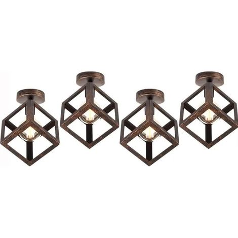 U-Do 4Pcs Plafonnier en Métal Rouille Lampe de Plafonde Carré design Vintage décoration Couloir Salon Cuisine (1/4)