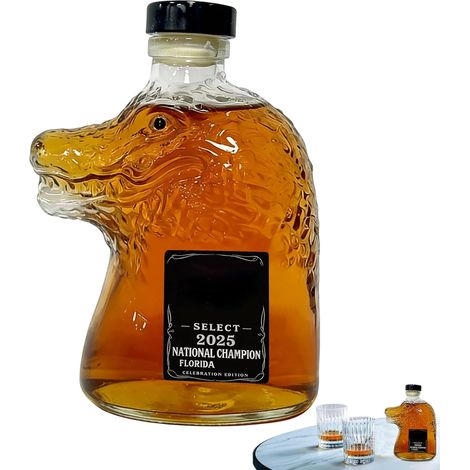 Bouteille en verre pour liqueurs Contenant créatif et polyvalent  Bouteille de boisson à motif crocodile Pour le bar de la maison : liqueurs, boissons, huile, vinaigre, eau, soda et (1/5)