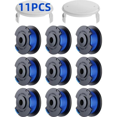 11 Pack Bobine Fil Coupe Bordure remplacements pour Ryobi One + AC14RL3A 18v 24v 40v Coupe Bordures, Bobine Ø 1,6mm, Longueur 30,17m (9 Bobine Fil Coupe Bordure,2 Couvercle) (1/5)