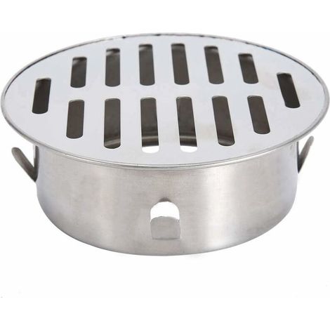 Scarico a pavimento, lavello rotondo in acciaio inox per balcone, scarico a pavimento rimovibile anti-bloccaggio per tubo di scarico da giardino esterno, tubo di scarico, tetto, balcone (bocca piatta
