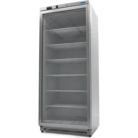 Congélateur 600L en inox avec porte vitrée régulateur électronique et dégivrage automatique - Maxima