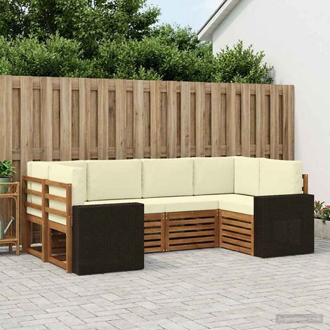 vidaXL Ecksofa Set mit Kissen 6 pcs Natur und Creme Polyester (1/5)