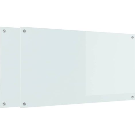Kitchen Backsplash 2 pcs White 110 x 60 cm Tempered Glass vidaXL