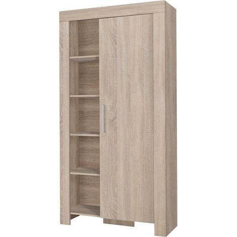 Étagère Melfeli 102, Sonoma chêne, Fermé, Avec des portes, Stratifié, Le nombre de portes: 1, Nombre de tiroirs: 0, 201x100x42cm (1/3)
