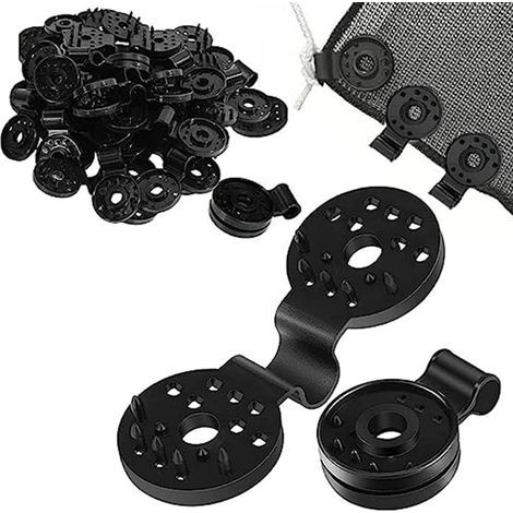 Clips Plastiques pour Toile d'ombrage, Clips Noirs de Filet, Clip de Fixation Filet d'Ombrage Clip Spécial avec Œillet Clips pour Filet D'ombrage, Toile De Clôture, Tissu Coupe-Vent 40 Pcs (1/4)