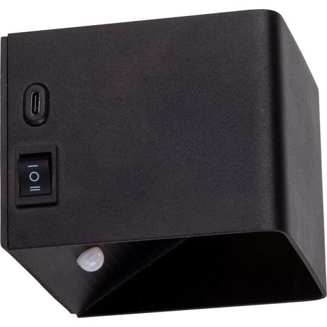 Naeve CUBE Applique murale magnétique LED rechargeable avec détecteur de mouvement PIR (3 000 K) et éclairage haut et bas noir (1/5)
