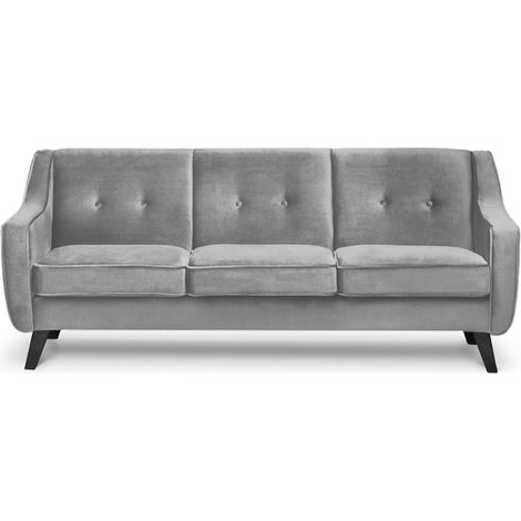 KONSIMO TERSO Sofa, 3 Sitzer im zeitlosen Design, Velours-Bezug, hellgrau (1/3)