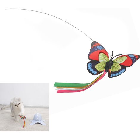 Jouet papillon pour chat, soulagement de l'ennui, interactif, rotatif à 360 degrés, avec 3 accessoires papillons clignotants (1/5)