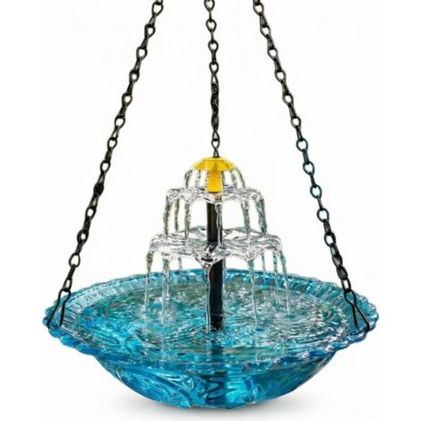 Fontaine solaire pour oiseaux - Cascade suspendue à plusieurs niveaux - Plastique résistant aux intempéries - Décoration pour jardin et terrasse - 1 pièce (1/5)