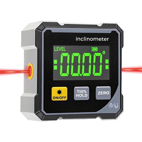 Rapporteur d'angle numérique avec laser électronique - 4 côtés - Inclinomètre cube avec rétroéclairage - Outil de mesure de haute précision pour le travail du bois, scie de table, suspension