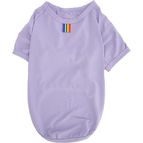 T-shirt pour chien, doux, respirant, très extensible, manches courtes, vêtements pour chiots, printemps-été, violet, taille S (1/4)